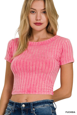 Sera Ribbed Short Sleeve Cropped Top