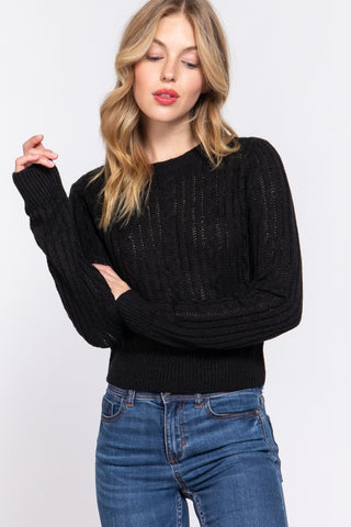 Grace Cable Sweater Black