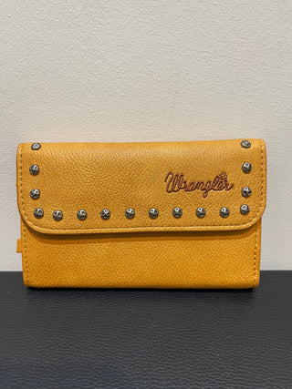 Wrangler Studded Accents Tri-Fold Key-Chain Wallet Light Brown