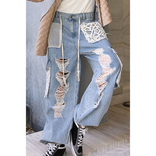 Miami Crochet Patches Distress Jogger