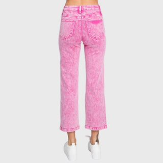 Jenna Acid Pink High Rise Slim Wide Leg Jeans
