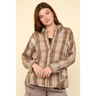 Tessa Contrast Plaid Detail Casual Shacket