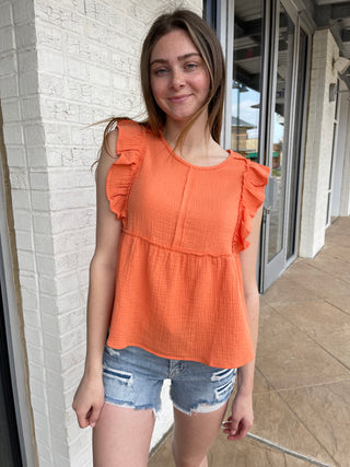 Dixie Babydoll Top Orange