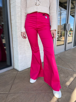 Kennedy High Rise Super Flare Denim Pants Pink