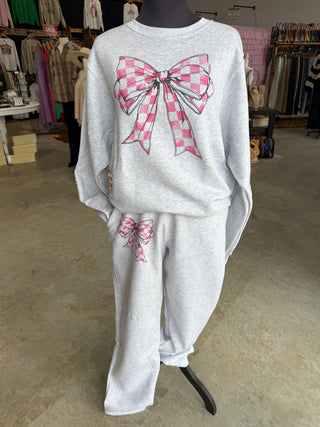 Bow Sweatshirt and Pants Set