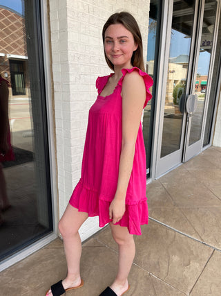 Dara Ruffle Mini Dress Pink