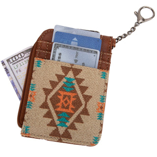 Wrangler Southwestern Art Print Mini Zip Card Case Tan