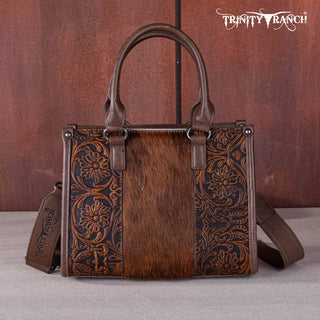 Trinity Ranch Hair On Cowhide Tooling Concealed Carry Tote/Crossbody