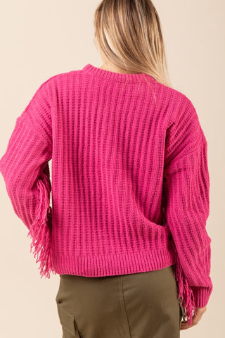 Sadie Fringe Sweater Pink
