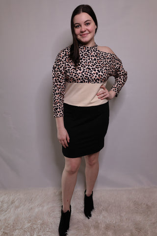 A Wild Night Open Shoulder Cheetah Print Dress by LuvLeigh Apparel