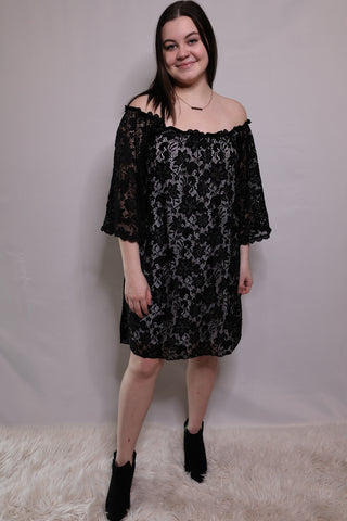 Dance With Me Off Shoulder Lace Dress by LuvLeigh Apparel