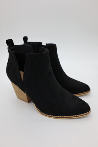 Abby Black Side Slit Booties by LuvLeigh Apparel