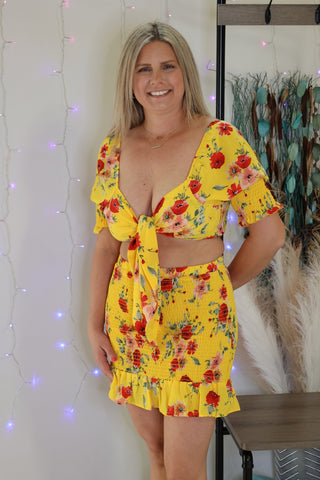 Yellow Hello Beautiful Tropical Skirt by LuvLeigh Apparel