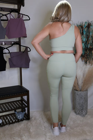 Sage Chasing Dreams High Waisted Leggings by LuvLeigh Apparel