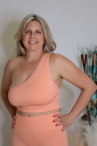 Peach Taking Long Walks Sports Bra by LuvLeigh Apparel