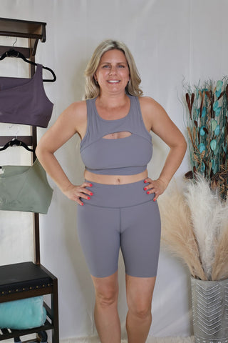 Grey Feeling The Breeze Biker Shorts by LuvLeigh Apparel