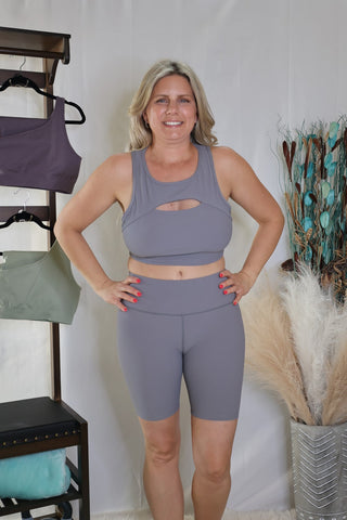 Grey Feeling The Breeze Sports Bra by LuvLeigh Apparel