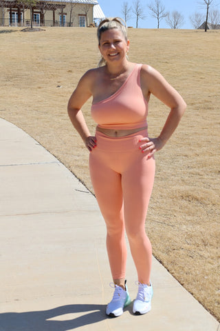 Peach Taking Long Walks Sports Bra by LuvLeigh Apparel