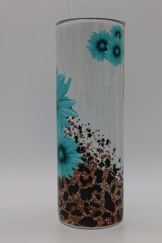 Leopard with Teal Sunflower Tumbler