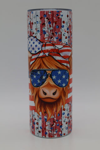 Patriotic Highland Cow Tumbler