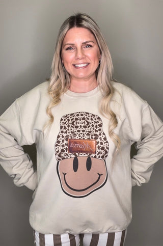 MAMA Beanie Smiley Face Crewneck