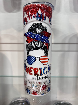 American Mama Glitter Tumbler